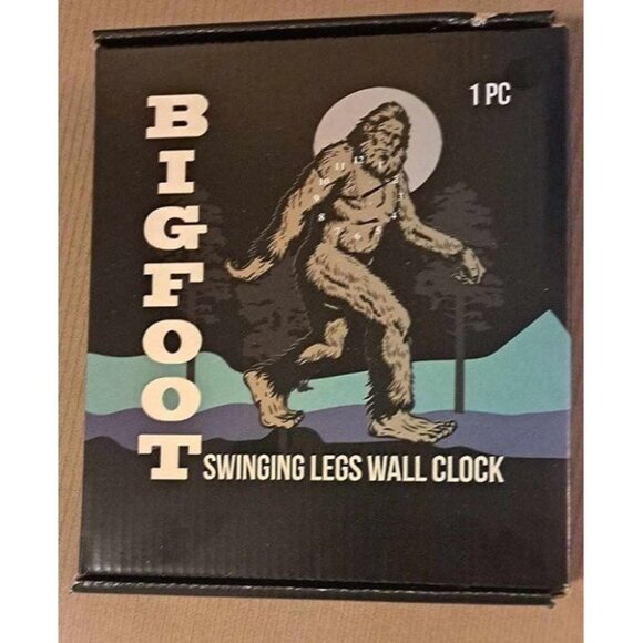 New Big Foot Swinging Legs Wall Clock Sasquatch NIB Forest Home Decor Pendulum - Picture 3 of 3